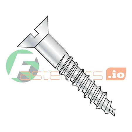 Wood Screw, #10, 1/2 In, Zinc Plated Steel Flat Head Slotted Drive, 5000 PK